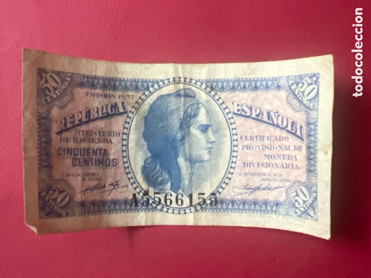 Billetes espa&ntilde;oles: 134B. BILLETE ESPA&Ntilde;A A&Ntilde;O 1937 50 CENTIMOS CINCUENTA REPUBLICA ESPA&Ntilde;OLA