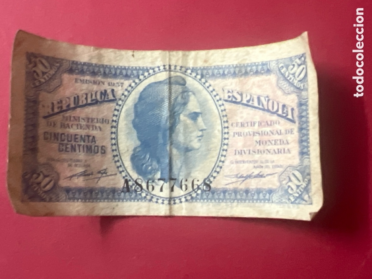 Billetes espa&ntilde;oles: 135B. BILLETE ESPA&Ntilde;A A&Ntilde;O 1937 50 CENTIMOS CINCUENTA REPUBLICA ESPA&Ntilde;OLA