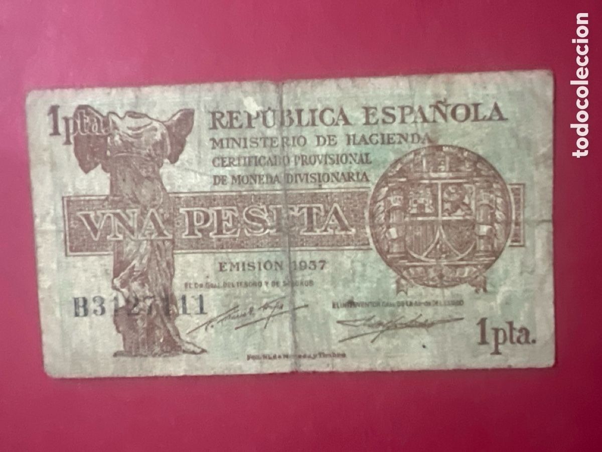 Billets espagnols: 139B. Billete de 1 PESETA EMISION 1937 REPUBLICA ESPA&Ntilde;OLA