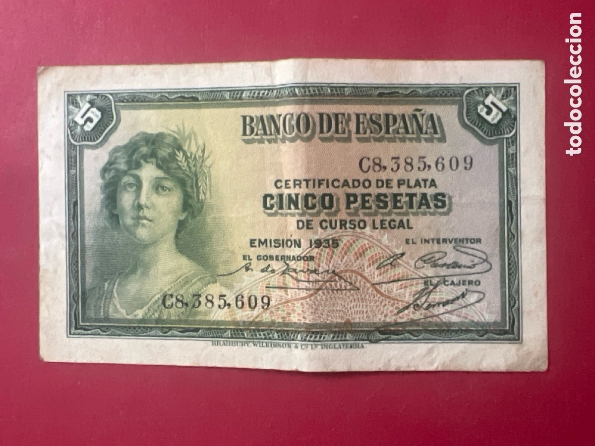 Billetes espa&ntilde;oles: 141B. BILLETE DE 5 PESETAS A&Ntilde;O 1935