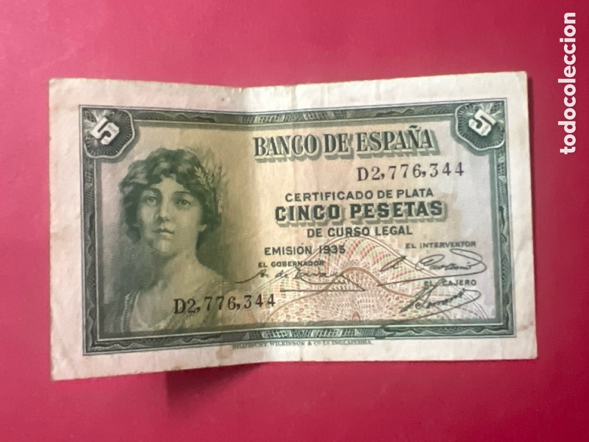 Billetes espa&ntilde;oles: 143B. BILLETE DE 5 PESETAS A&Ntilde;O 1935