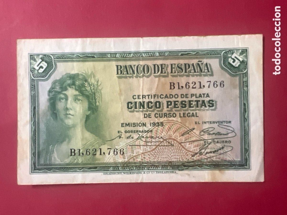 Billetes espa&ntilde;oles: 144B. BILLETE DE 5 PESETAS A&Ntilde;O 1935