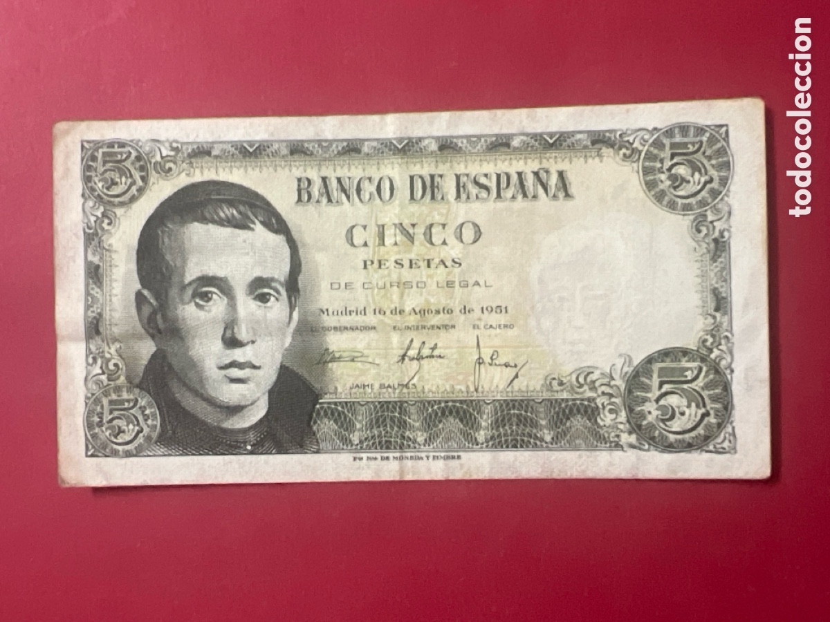 Billetes espa&ntilde;oles: 150B. BILLETE DE 5 PESETAS 1951