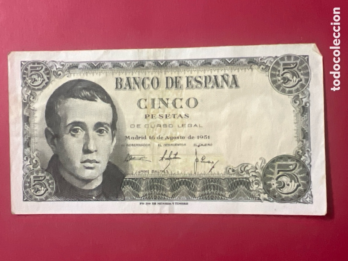 Billetes espa&ntilde;oles: B149. BILLETE DE 5 PESETAS 1951