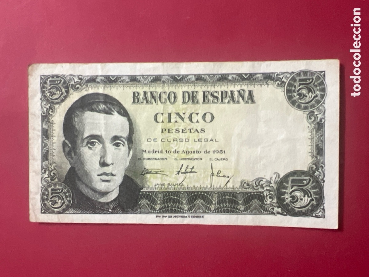 Billetes espa&ntilde;oles: 152B. BILLETE DE 5 PESETAS 1951