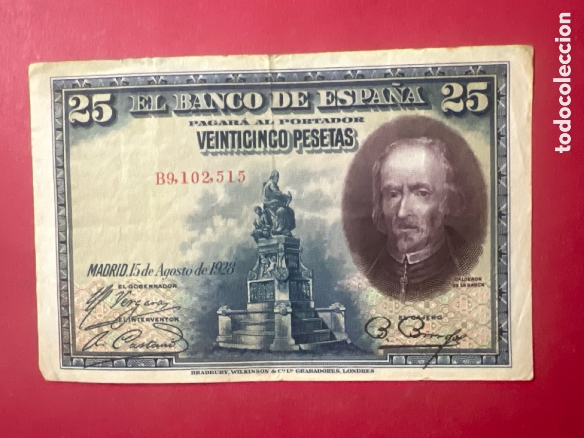 Billetes espa&ntilde;oles: 162B. BILLETE ESPA&Ntilde;A A&Ntilde;O 1928 BANCO DE ESPA&Ntilde;A 25 PESETAS VEINTICINCO PTAS