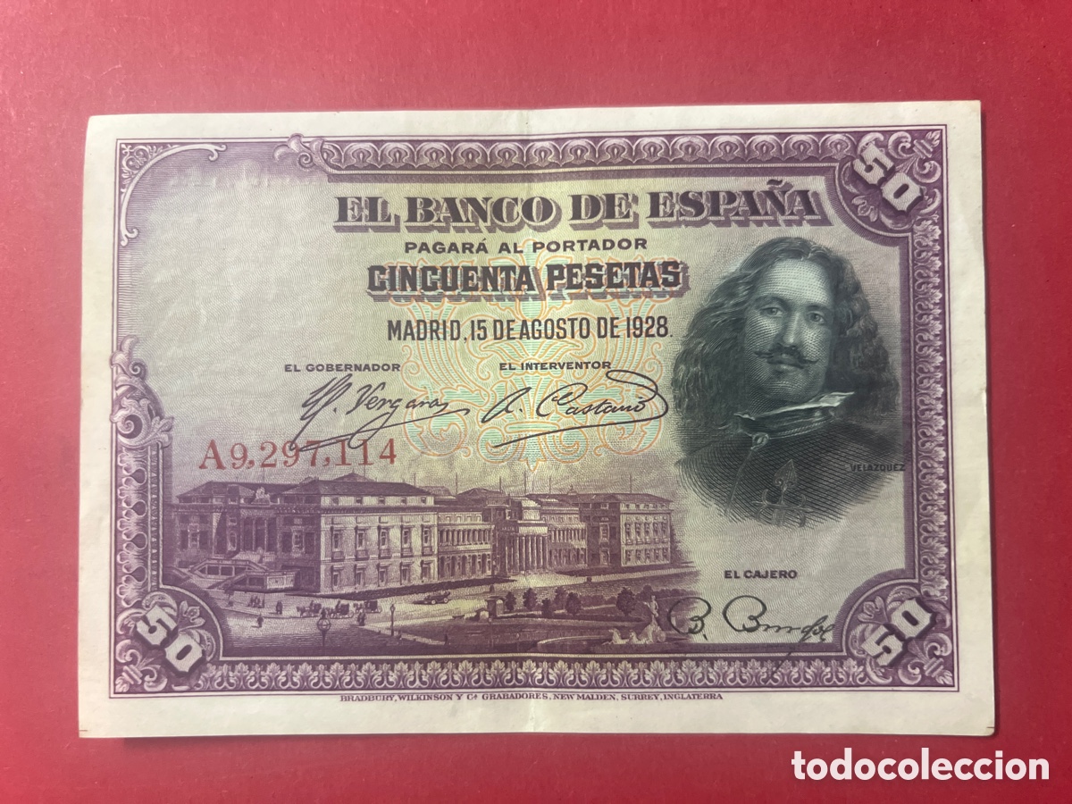Banconote spagnole: 164B. BILLETE - CINCUENTA PESETAS - 50 PTAS - 1928 - BANCO DE ESPA&Ntilde;A - DIEGO VELAZQUEZ