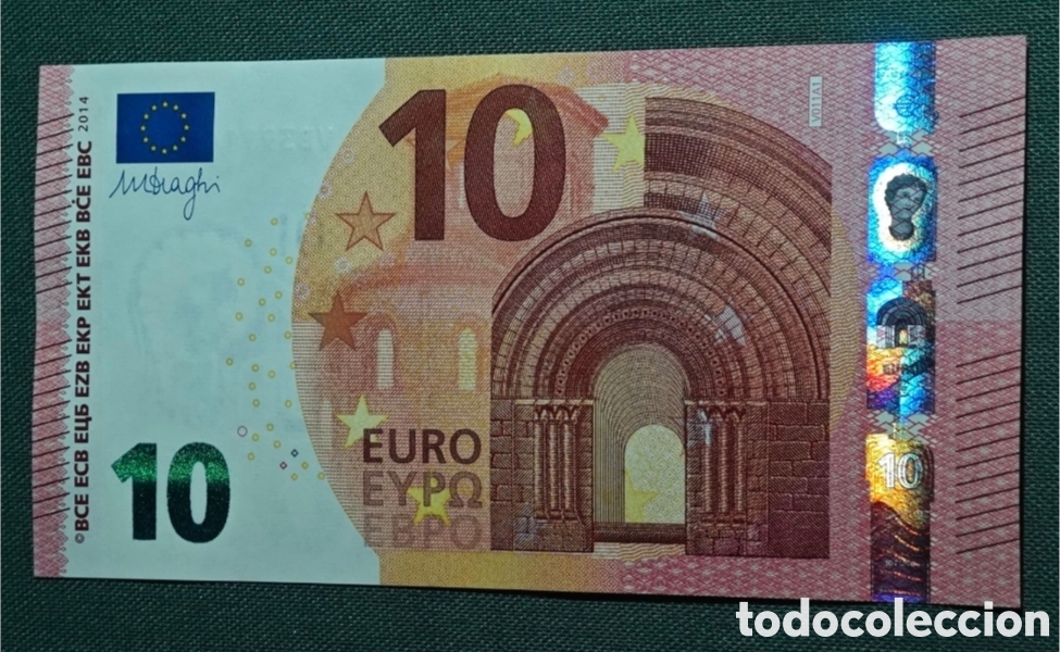 Billetes espa&ntilde;oles: 10 EURO 2014 ESPA&Ntilde;A, DRAGHI V011A1 VB SIN CIRCULAR