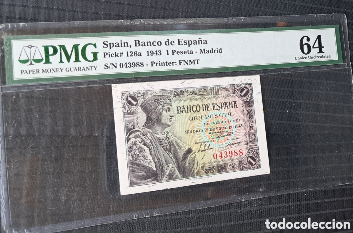 Billetes espa&ntilde;oles: Billete 1 peseta 1943 sin serie