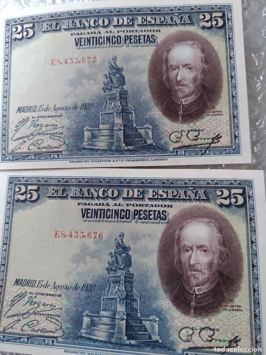 Billetes espa&ntilde;oles: Pareja correlativo 25 pesetas 1928 sin circular