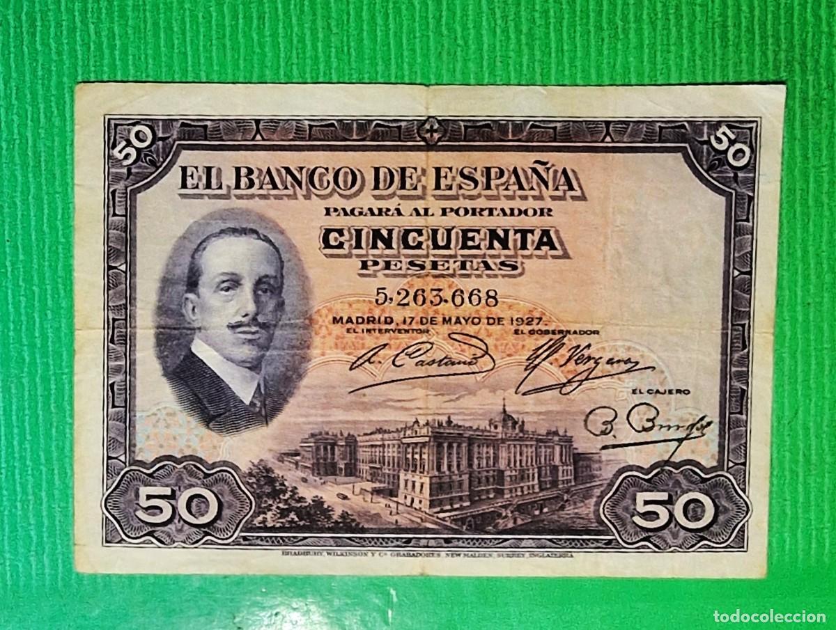 Spanish Banknotes: SIN SELLOS * REPUBLICA RARO ASI | SOLO ACEPTO PAYPAL| BILLETE 50 PESETAS 1927 LEER DESCRIPCION