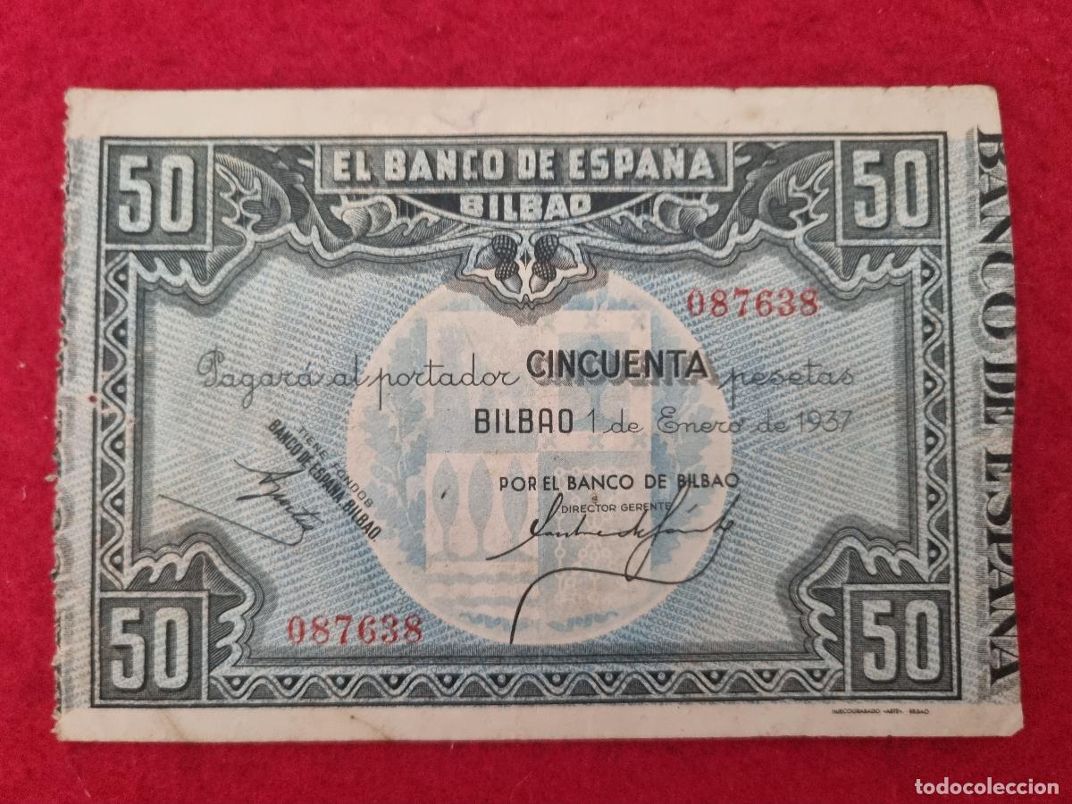 Billetes espa&ntilde;oles: BILLETE BANCO DE BILBAO 50 PESETAS 1937 MBC ORIGINAL T638