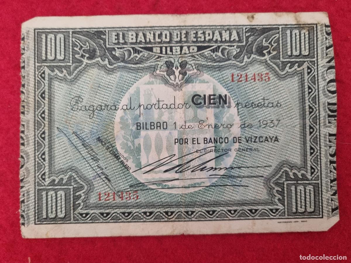 Billetes espa&ntilde;oles: BILLETE BANCO DE BILBAO 100 PESETAS 1937 MBC ORIGINAL T435