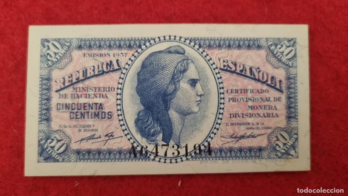 Billetes espa&ntilde;oles: BILLETE 50 CENTIMOS 1937 SERIE A PLANCHA SIN CIRCULAR ORIGINAL T194