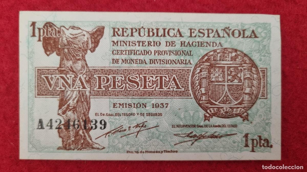Billetes espa&ntilde;oles: BILLETE 1 PESETA 1937 REPUBLICA SERIE A PLANCHA SIN CIRCULAR ORIGINAL T139