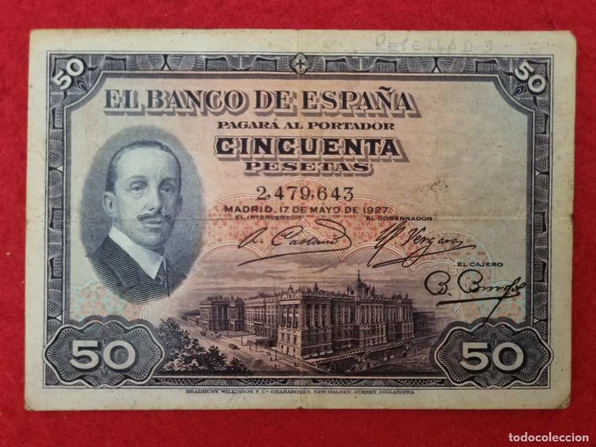 Billetes espa&ntilde;oles: BILLETE 50 PESETAS 1927 SIN SELLO O CU&Ntilde;O SIN SERIE MBC- ORIGINAL T643