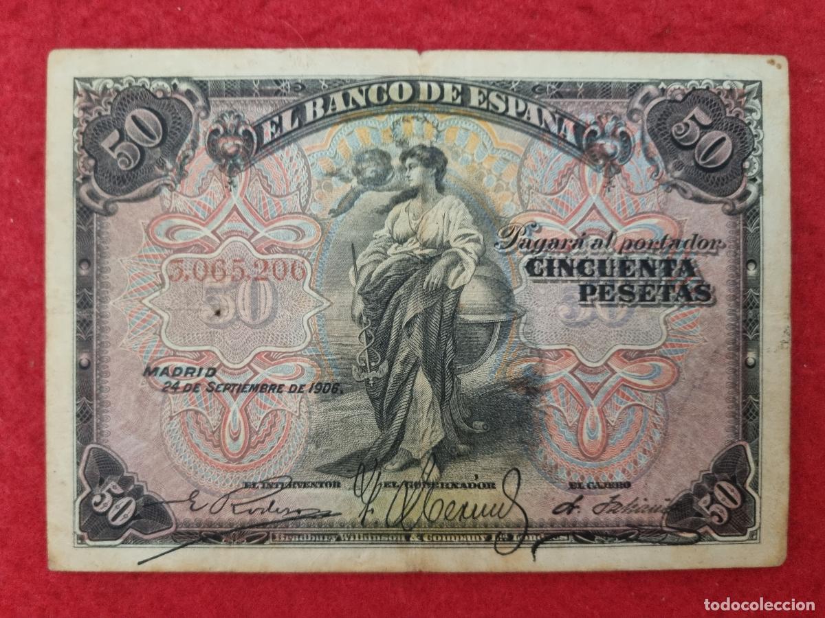 Billetes espa&ntilde;oles: BILLETE 50 PESETAS SEPTIEMBRE 1906 SIN SERIE MBC- ORIGINAL T206