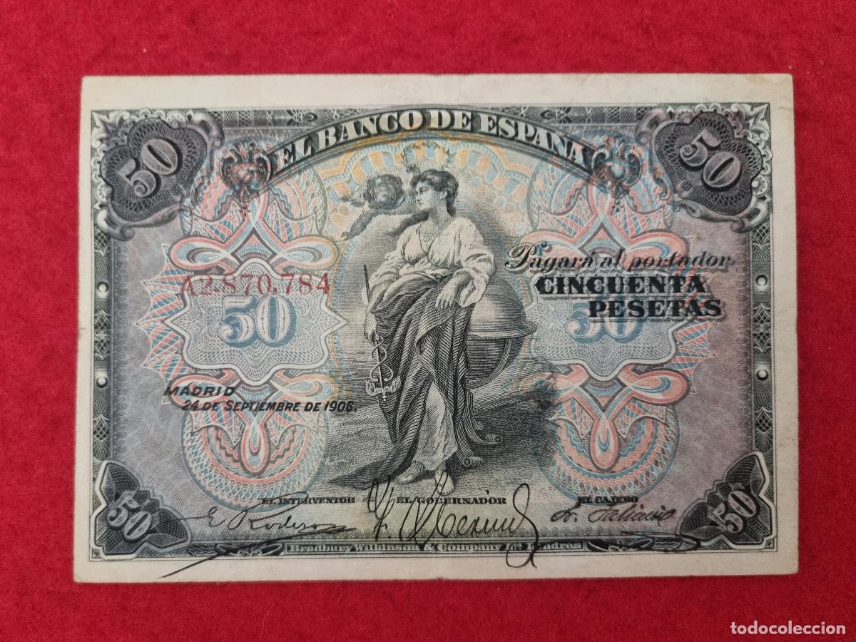 Billetes espa&ntilde;oles: BILLETE 50 PESETAS SEPTIEMBRE 1906 SIN SERIE MBC- ORIGINAL T784