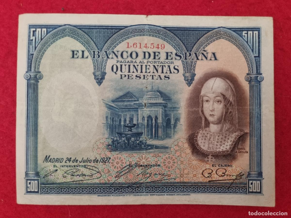 Billetes espa&ntilde;oles: BILLETE 500 PESETAS 1927 SIN SERIE MBC- ORIGINAL T549