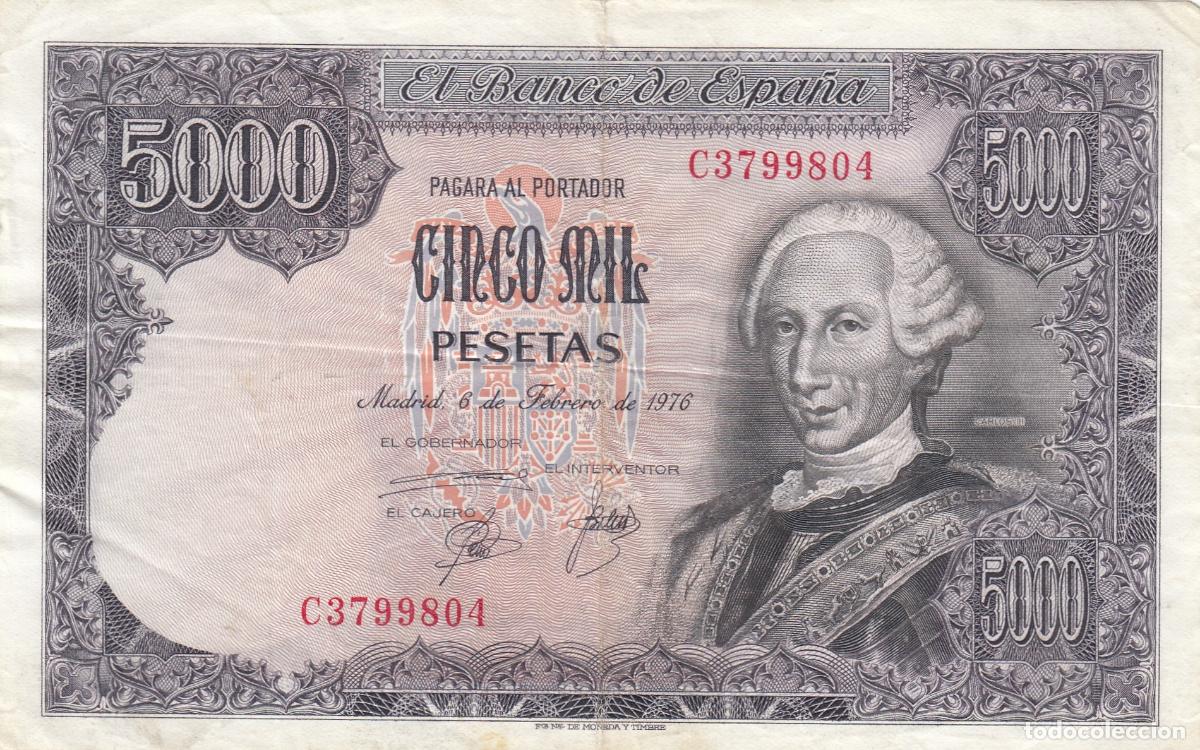 Billetes espa&ntilde;oles: CRBS1150 BILLETE ESPA&Ntilde;A 5000 PESETAS 1976 SERIE C USADO