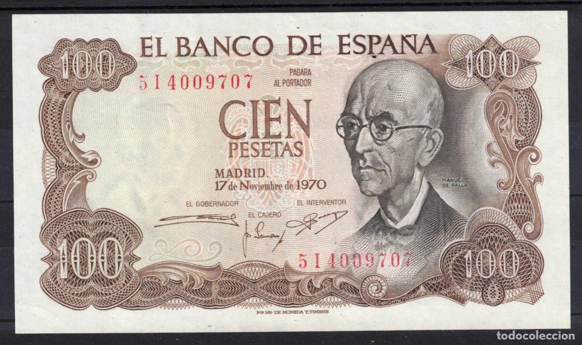 Billetes espa&ntilde;oles: ESPA&Ntilde;A BILLETE 100 PESETAS 1970 MANUEL DE FALLA - SERIE 5I - EBC