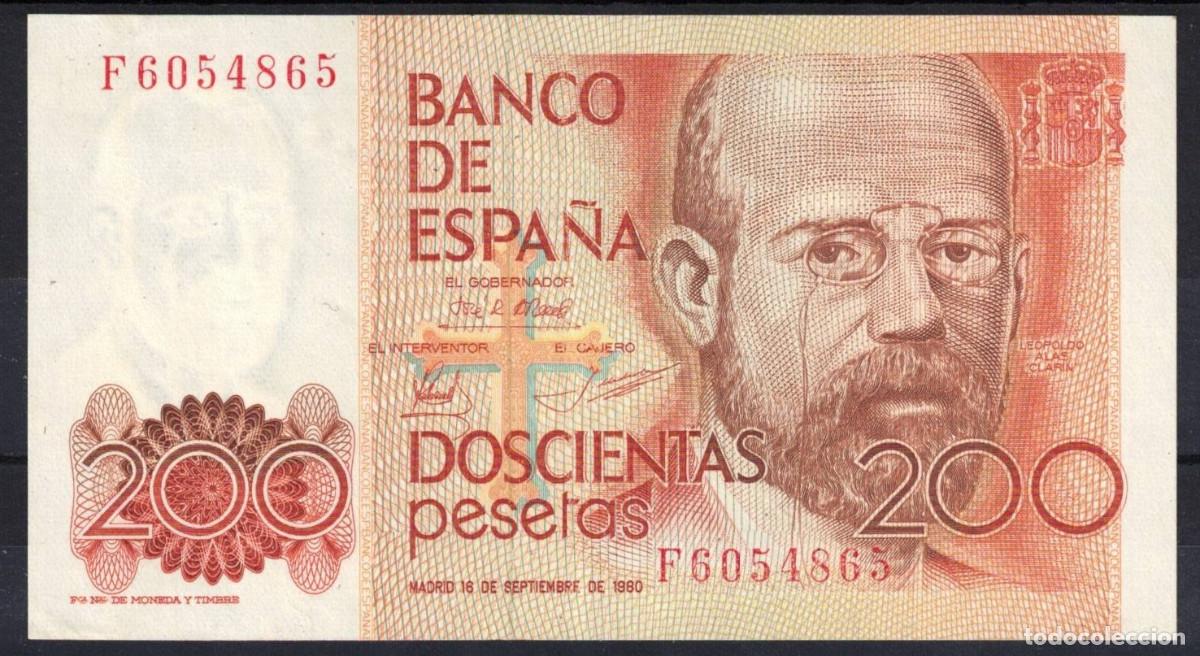 Billetes espa&ntilde;oles: ESPA&Ntilde;A BILLETE 200 PESETAS 1980 LEOPOLDO ALAS CLARIN - SERIE F - EBC