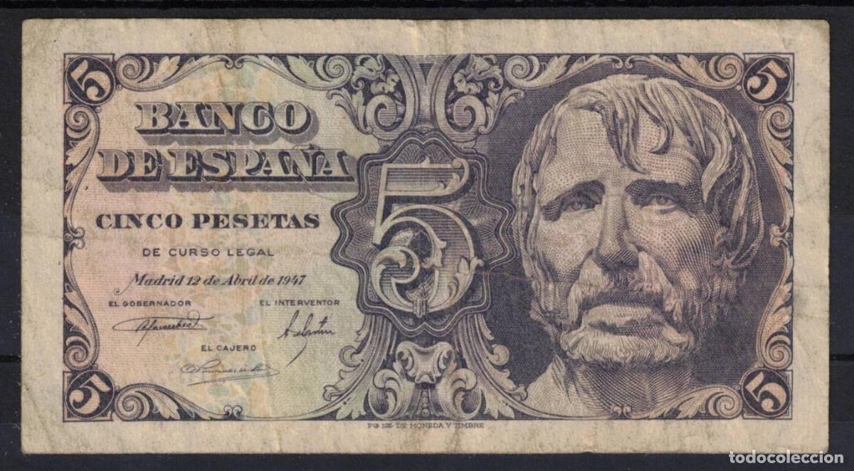 Billetes espa&ntilde;oles: BILLETE ESPA&Ntilde;A 5 PESETAS 1947 SENECA - SERIE I - BC+