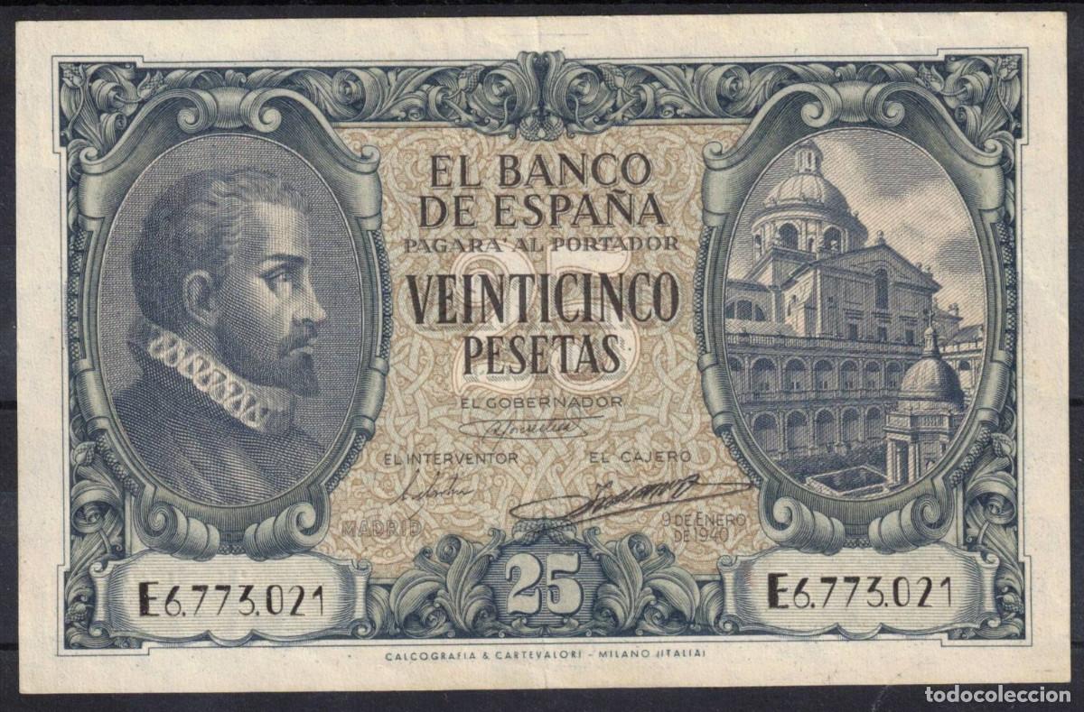 Billetes espa&ntilde;oles: BILLETE ESPA&Ntilde;A 25 PESETAS 1940 JUAN DE HERRERA - SERIE E - EBC-