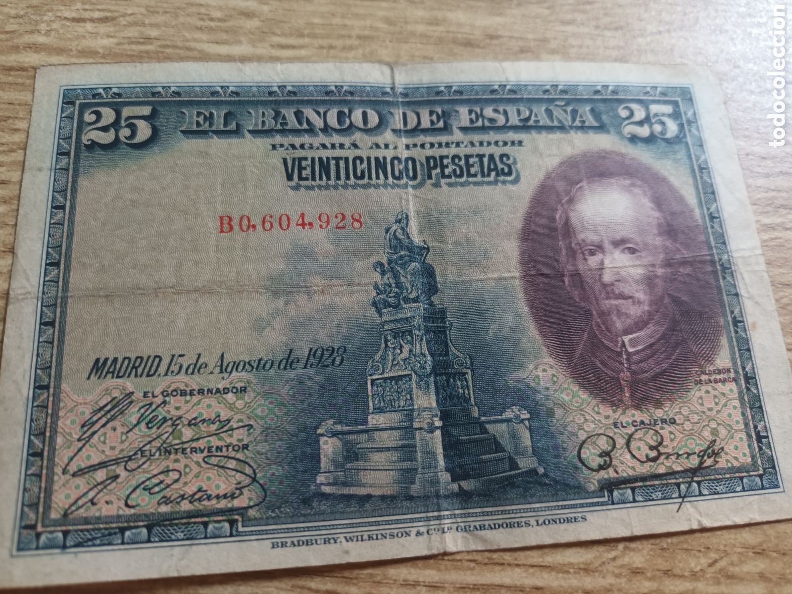 Billetes espa&ntilde;oles: BILLETE DE 25 PESETAS DEL 15 DE AGOSTO DE 1928