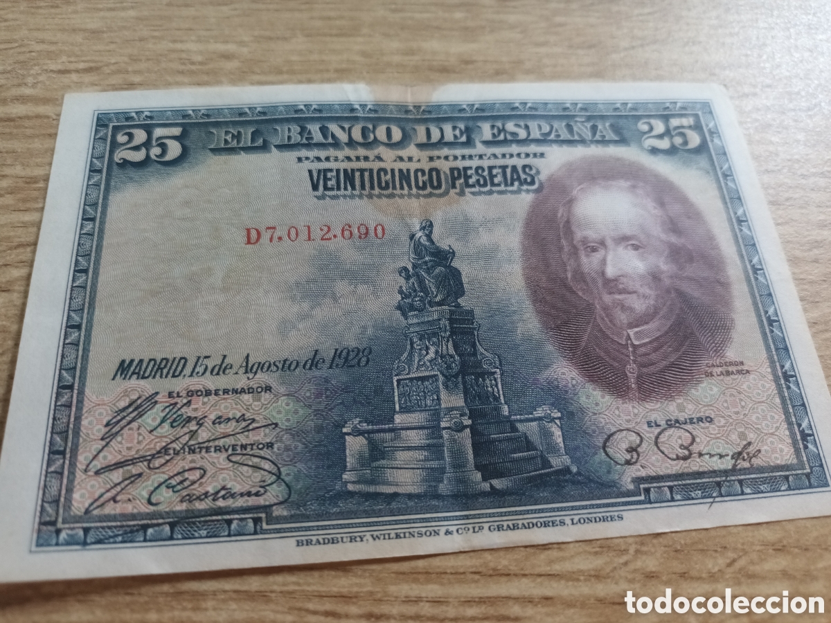 Billetes espa&ntilde;oles: BILLETE DE 25 PESETAS DE AGOSTO DE 1928