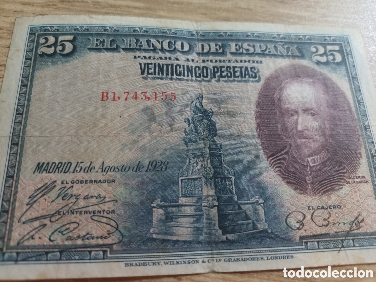 Billetes espa&ntilde;oles: BILLETE DE 25 PESETAS DE AGOSTO DE 1928