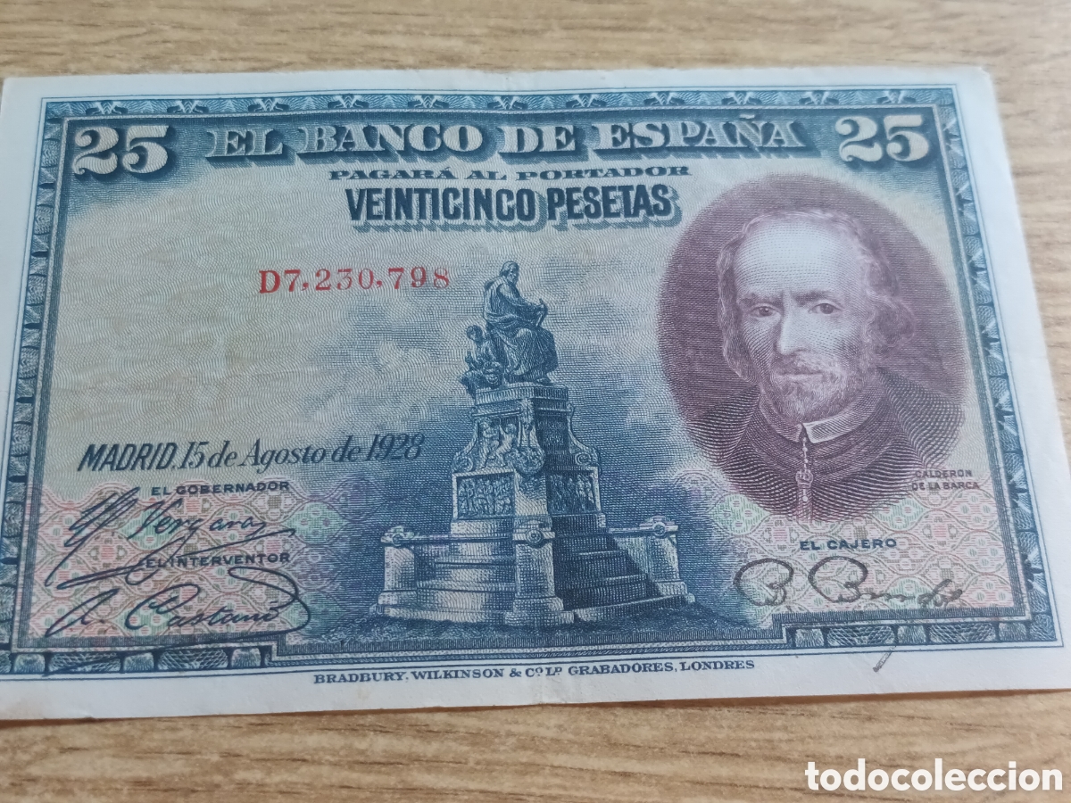 Billetes espa&ntilde;oles: BILLETE DE 25 PESETAS DE AGOSTO DE 1928