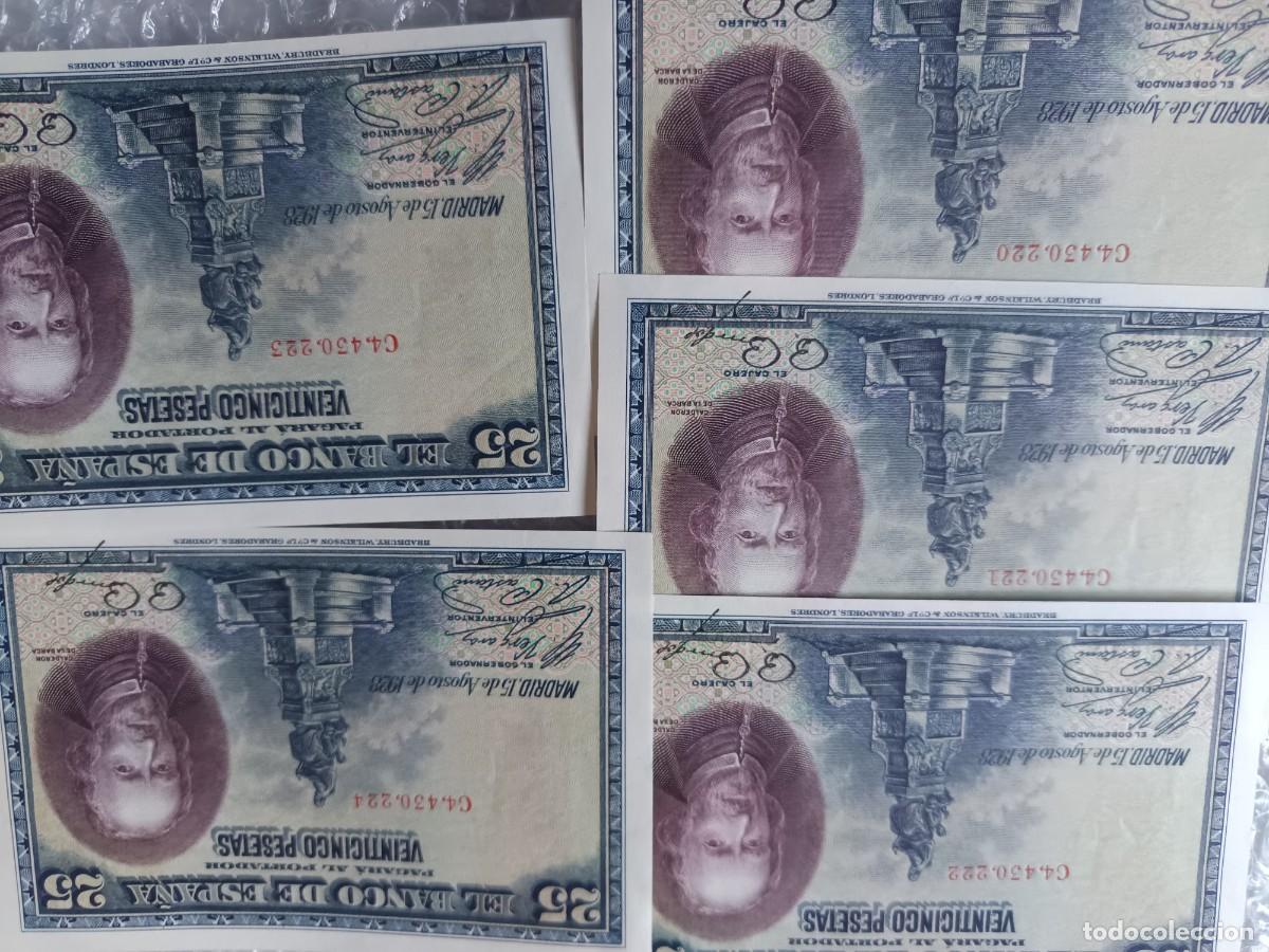 Spanish Banknotes: 5 billetes correlativos 25 pesetas 1928 sin circular