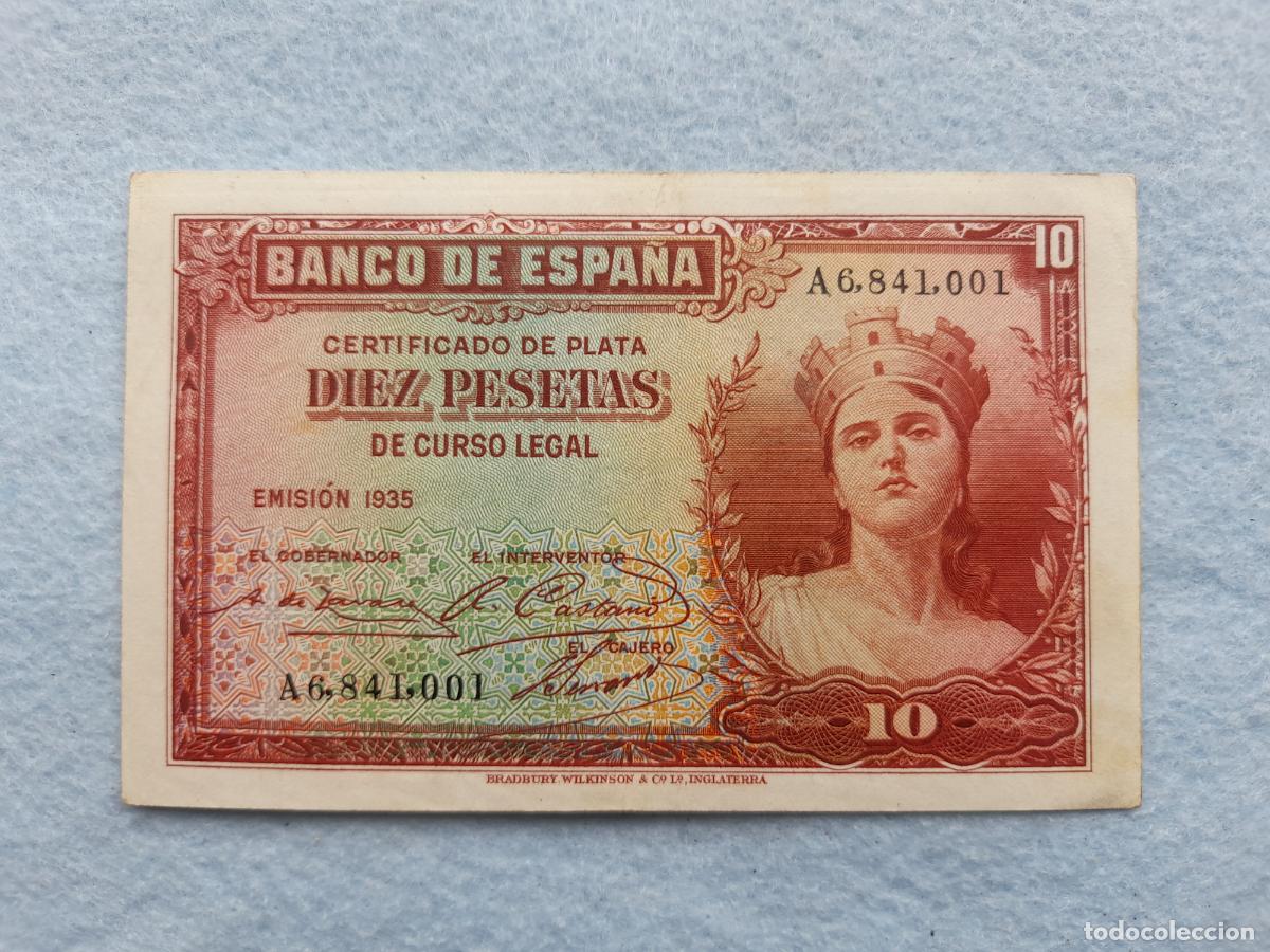 Billetes espa&ntilde;oles: II Rep&uacute;blica Espa&ntilde;ola. 10 Pesetas. A&ntilde;o 1935
