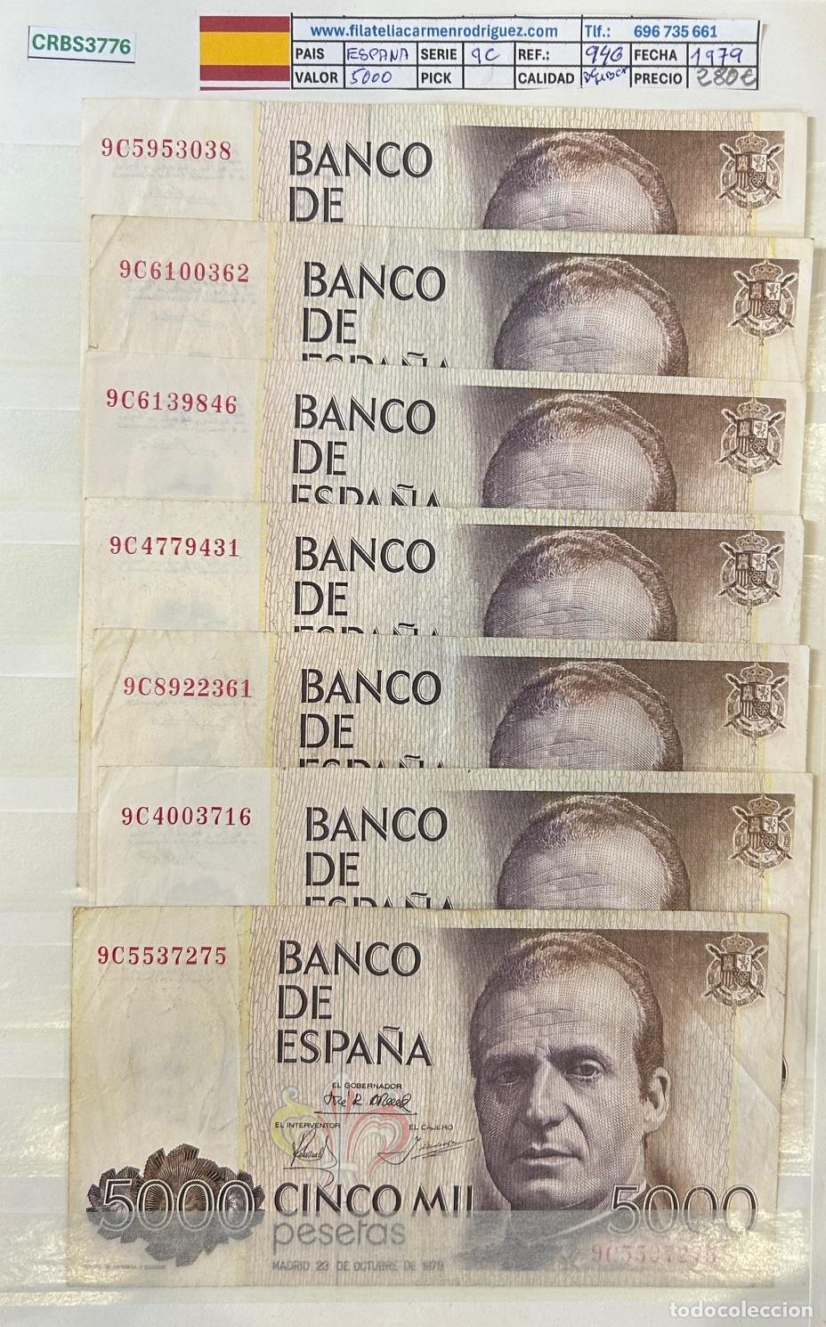 Billets espagnols: CRBS3776 LOTE 7 BILLETES ESPA&Ntilde;A 5000 PESETAS 1979 SERIE 9C BC/MBC