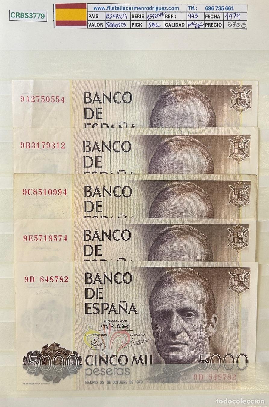 Billets espagnols: CRBS3779 LOTE 5 BILLETES ESPA&Ntilde;A 5000 PESETAS 1979 SERIES 9 ABCDE MBC / EBC