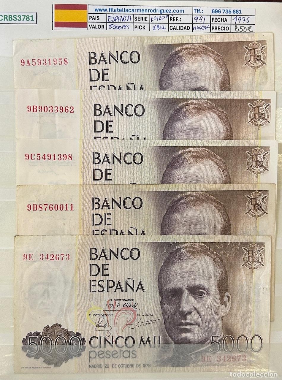 Billets espagnols: CRBS3781 LOTE 5 BILLETES ESPA&Ntilde;A 5000 PESETAS 1979 SERIES 9 ABCDE MBC / EBC