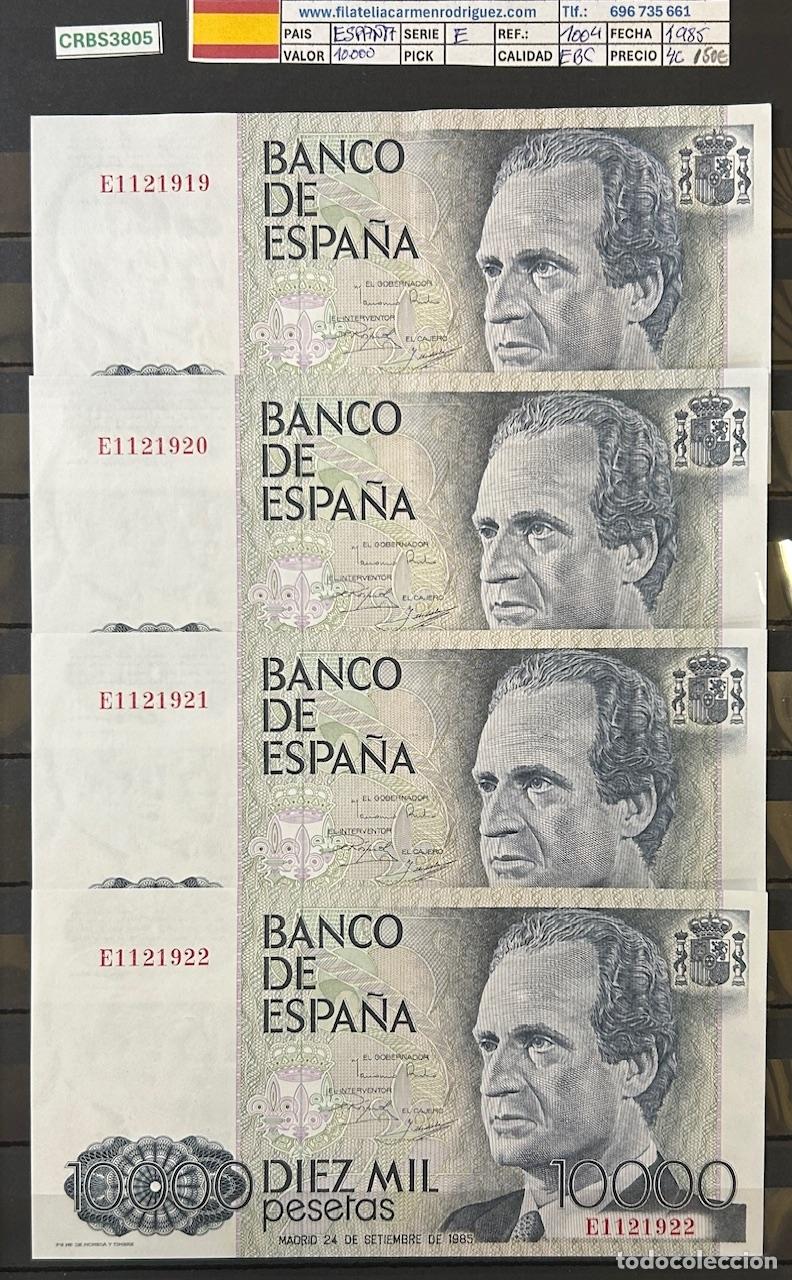 Billetes espa&ntilde;oles: LOTE 4 CORRELATIVOS BILLETES ESPA&Ntilde;A 10000 PESETAS 1985 SERIE A EBC