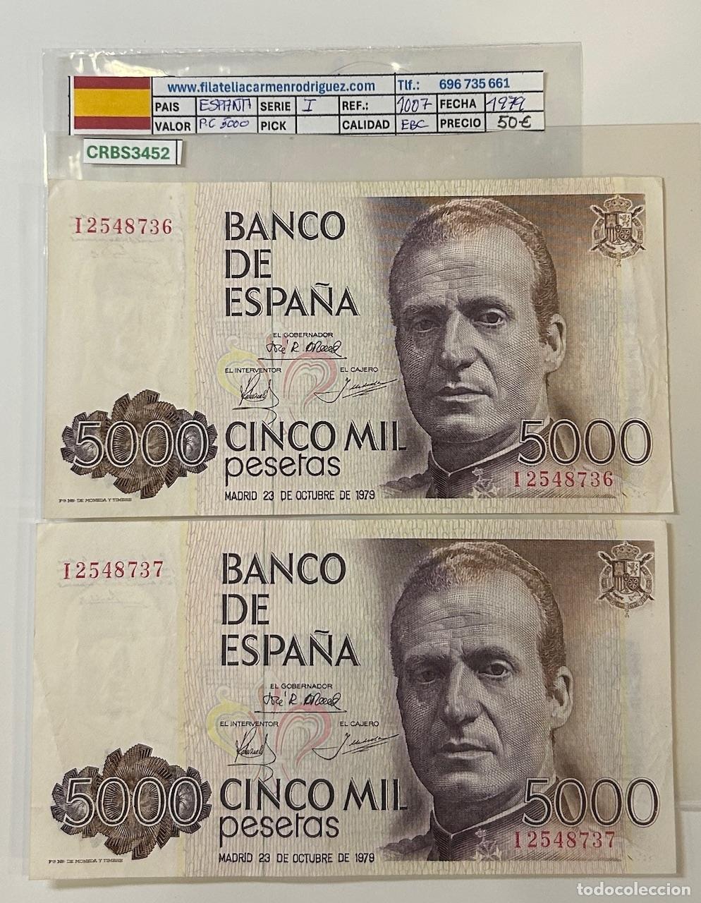 Billetes espa&ntilde;oles: PAREJA CORRELATIVA BILLETE ESPA&Ntilde;A 5000 PESETAS 1979 SERIE I EBC