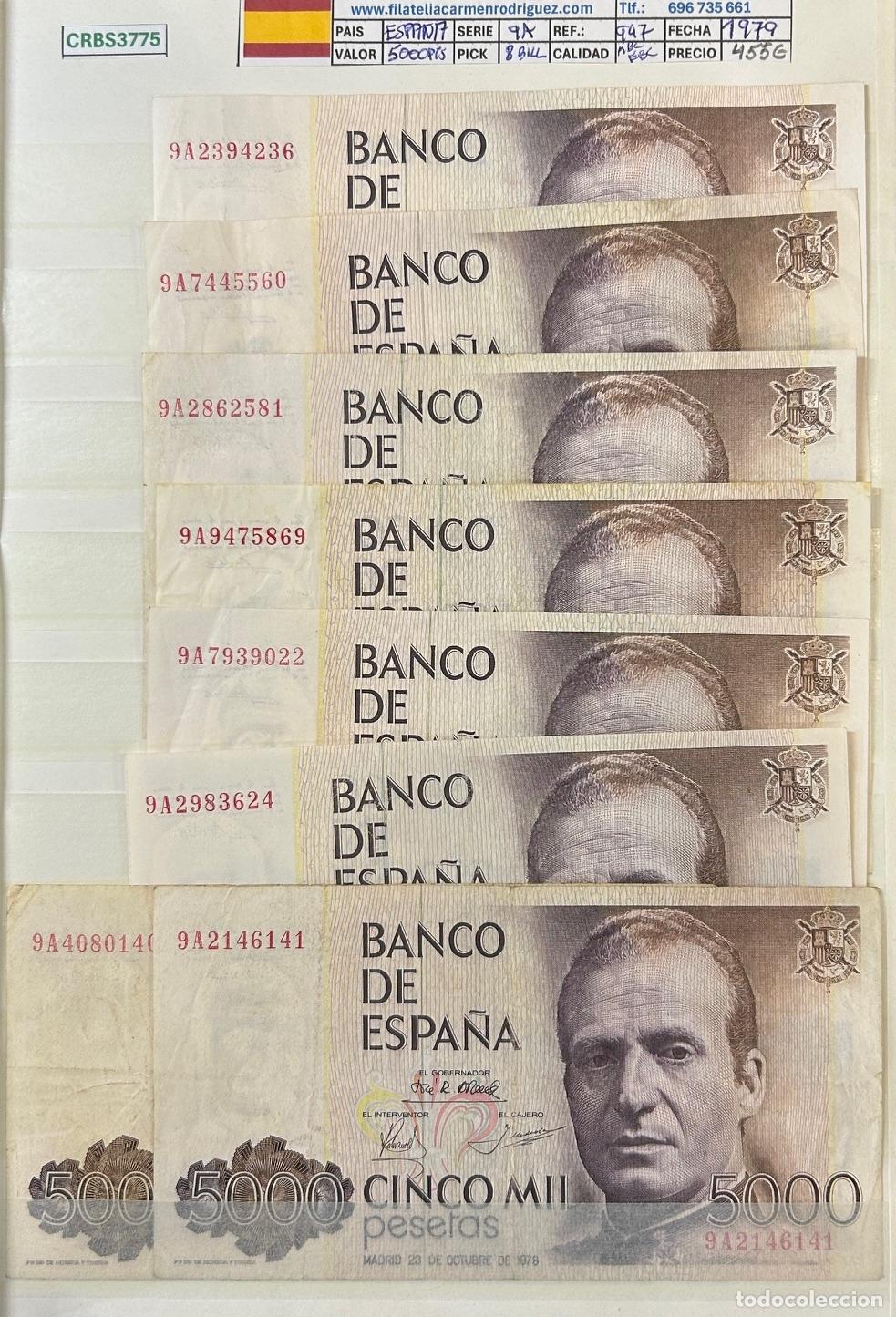 Billetes espa&ntilde;oles: LOTE 17 BILLETES ESPA&Ntilde;A 5000 PESETAS 1979 DIFERENTES SERIES MBC/EBC