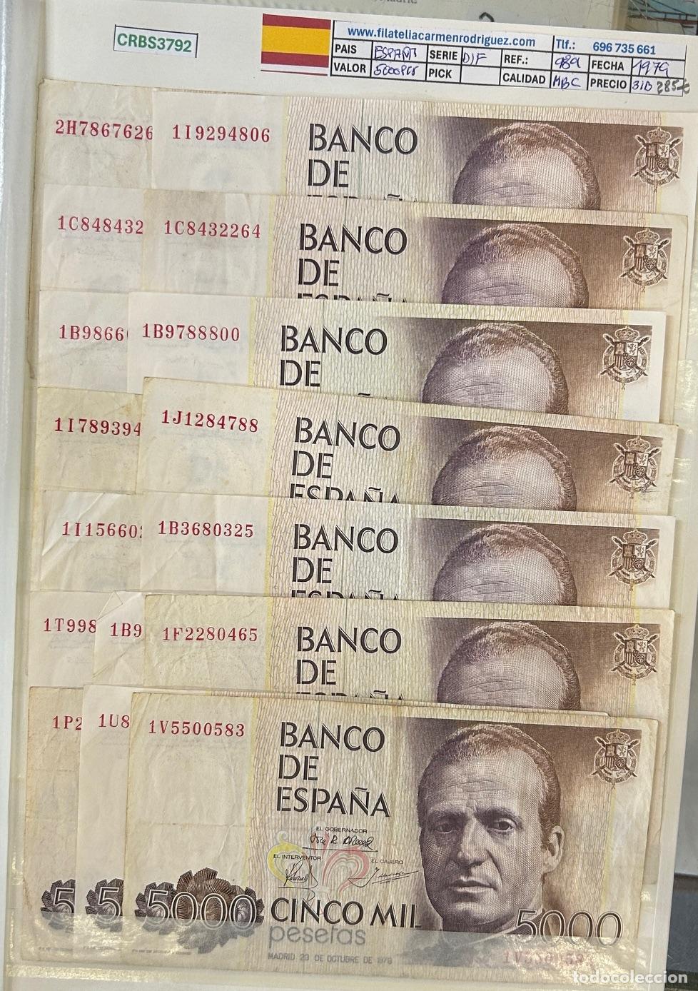 Billetes espa&ntilde;oles: LOTE 31 BILLETES ESPA&Ntilde;A 5000 PESETAS 1979 DIFERENTES SERIES MBC