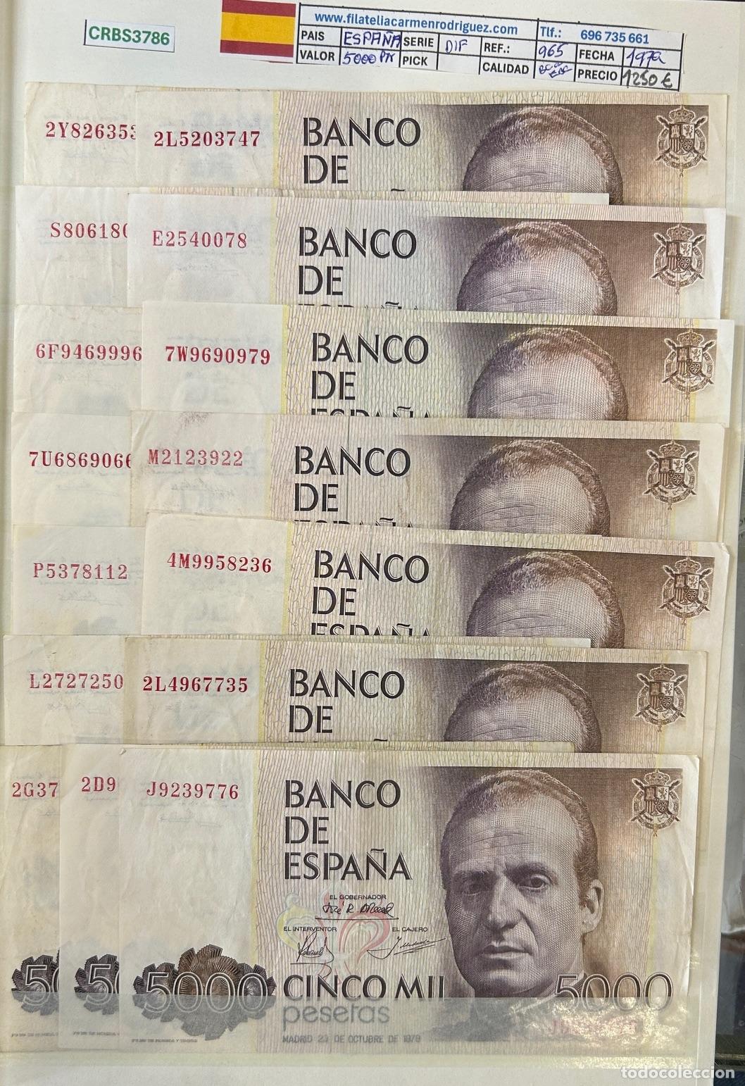 Billetes espa&ntilde;oles: LOTE 120 BILLETES ESPA&Ntilde;A 5000 PESETAS 1979 DIFERENTES SERIES BC/EBC