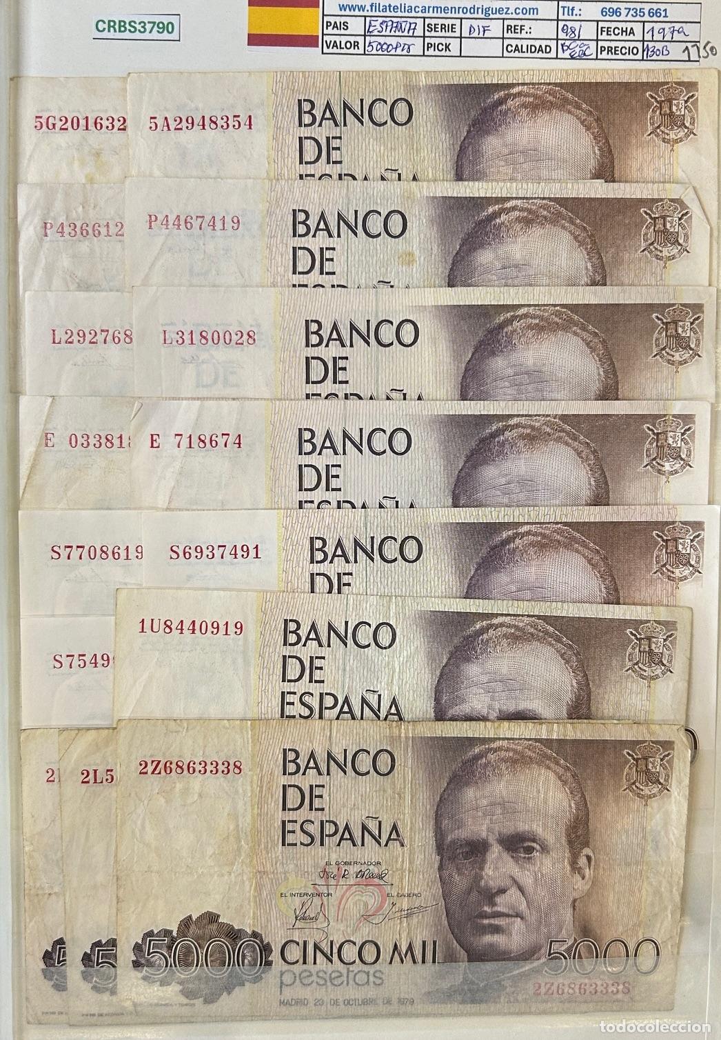 Billetes espa&ntilde;oles: LOTE 120 BILLETES ESPA&Ntilde;A 5000 PESETAS 1979 DIFERENTES SERIES BC/EBC