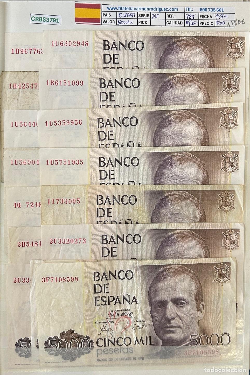 Billetes espa&ntilde;oles: LOTE 120 BILLETES ESPA&Ntilde;A 5000 PESETAS 1979 DIFERENTES SERIES BC/MBC