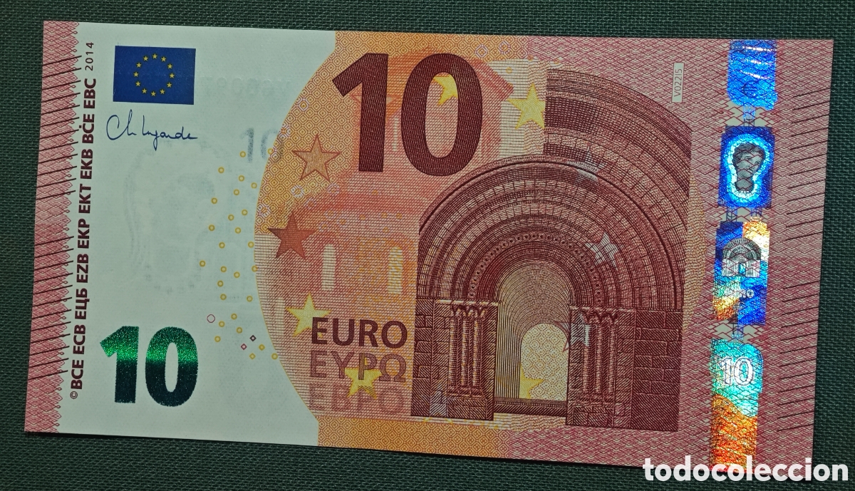 Banconote spagnole: 10 EURO V022G5 VG 2014 ESPA&Ntilde;A LAGARDE TEST NOTE SIN CIRCULAR