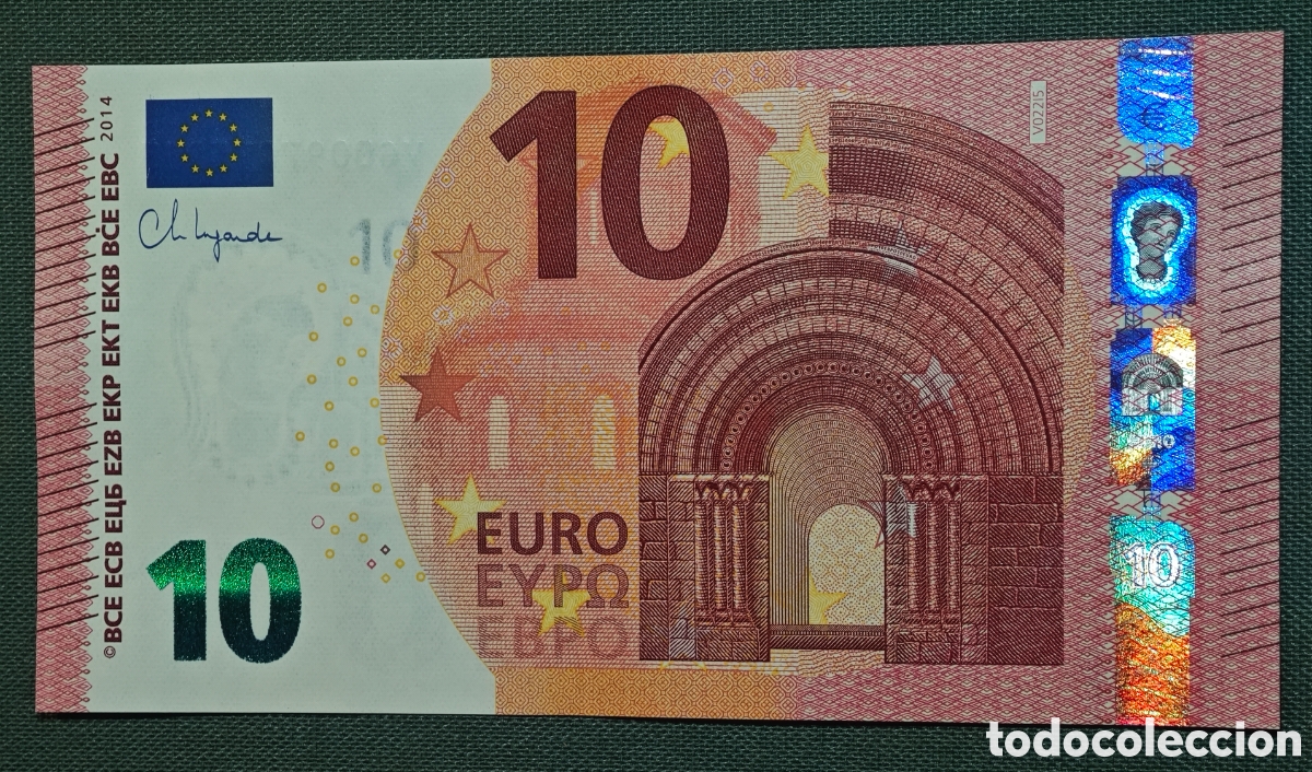 Billetes espa&ntilde;oles: 10 EURO V022G5 VG 2014 ESPA&Ntilde;A LAGARDE TEST NOTE SIN CIRCULAR