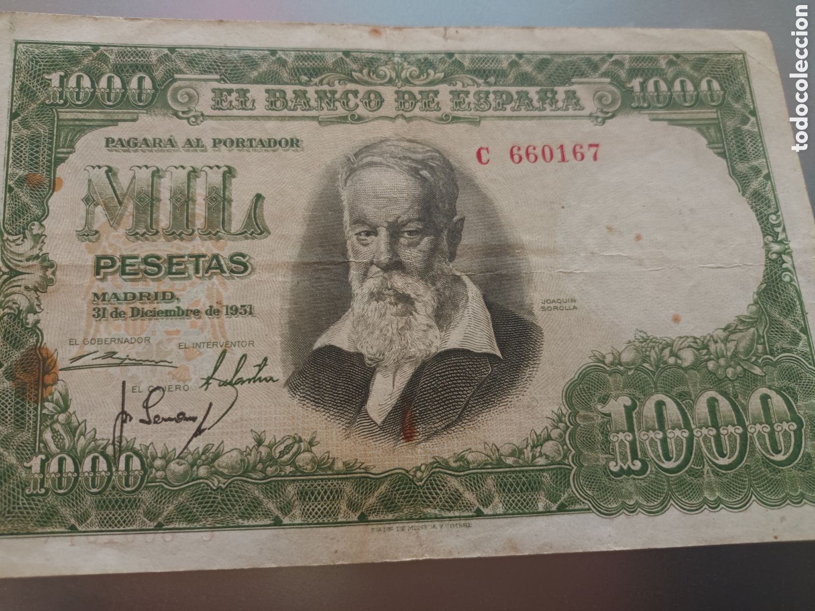 Billetes espa&ntilde;oles: BILLETE DE 1000 PESETAS DE 31 DE DICIEMBRE DE 1951