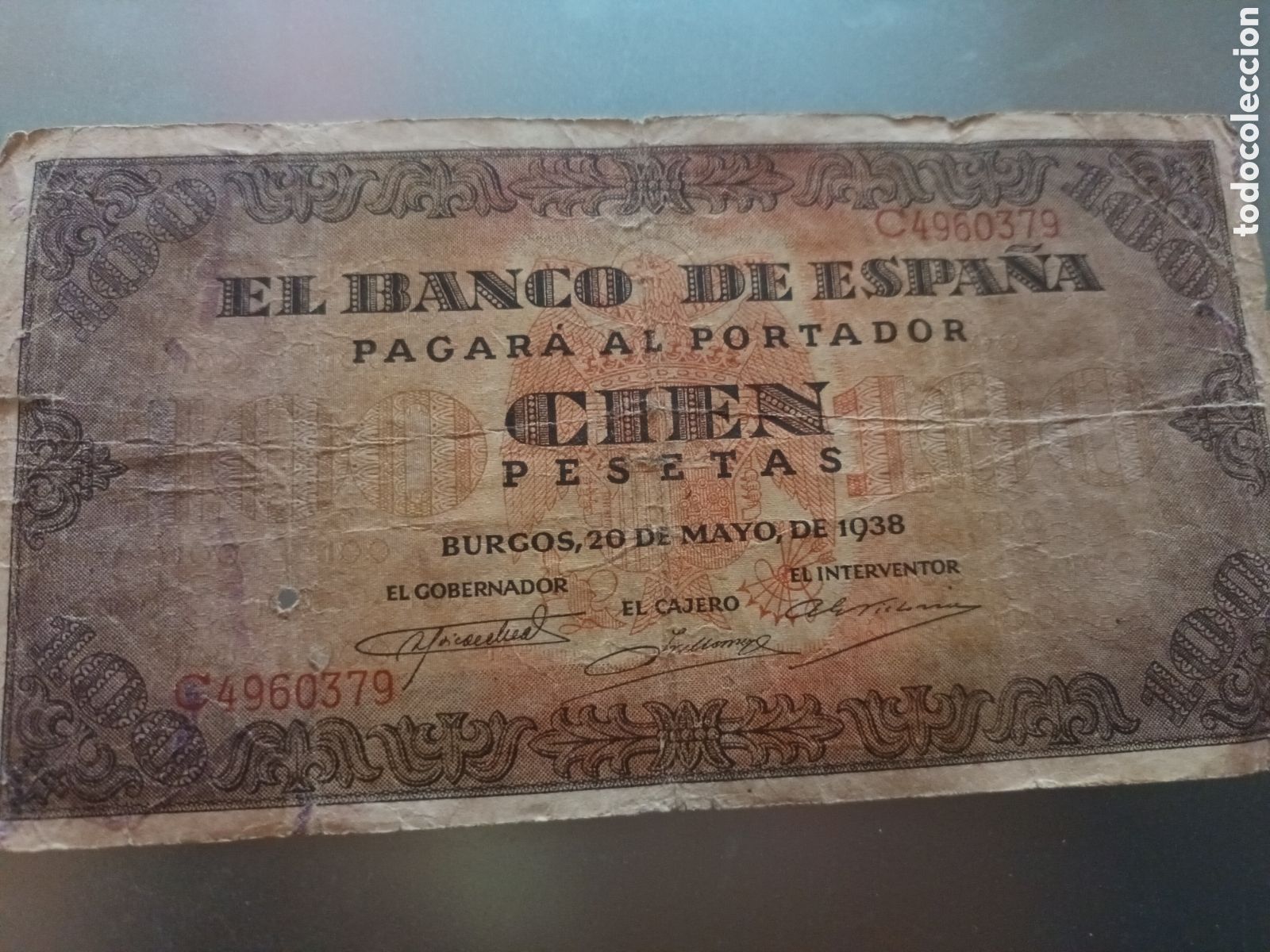 Billetes espa&ntilde;oles: BILLETE DE 100 PESETAS BURGOS 20 DE MAYO DE 1938
