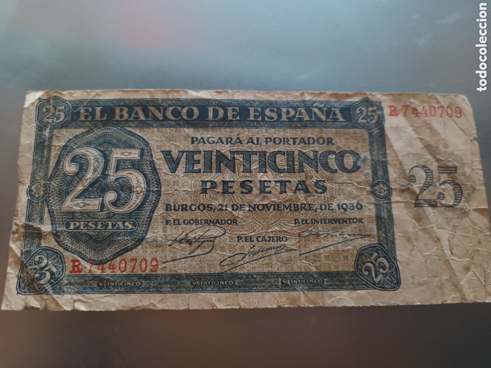 Billetes espa&ntilde;oles: BILLETE DE 25 PESETAS BURGOS 21 DE NOVIEMBRE DE 1936