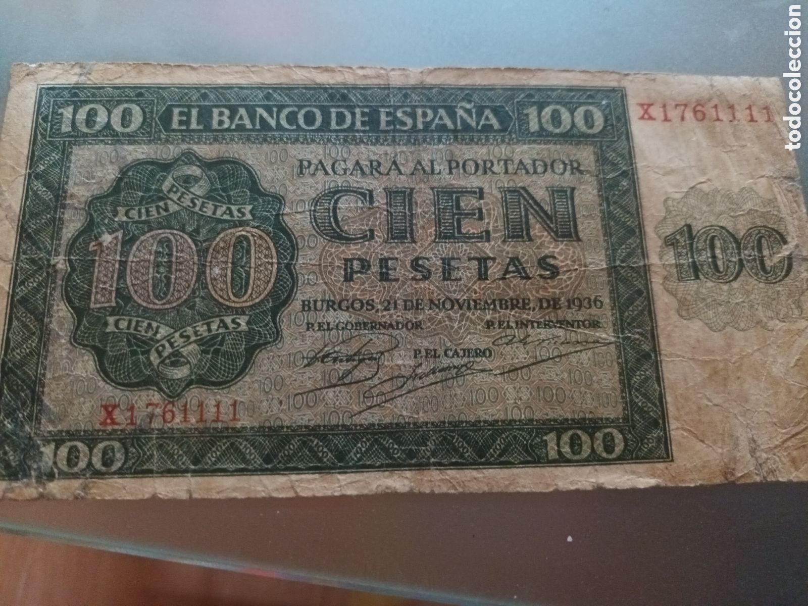 Billetes espa&ntilde;oles: BILLETE DE 100 PESETAS BURGOS 21 DE NOVIEMBRE DE 1936